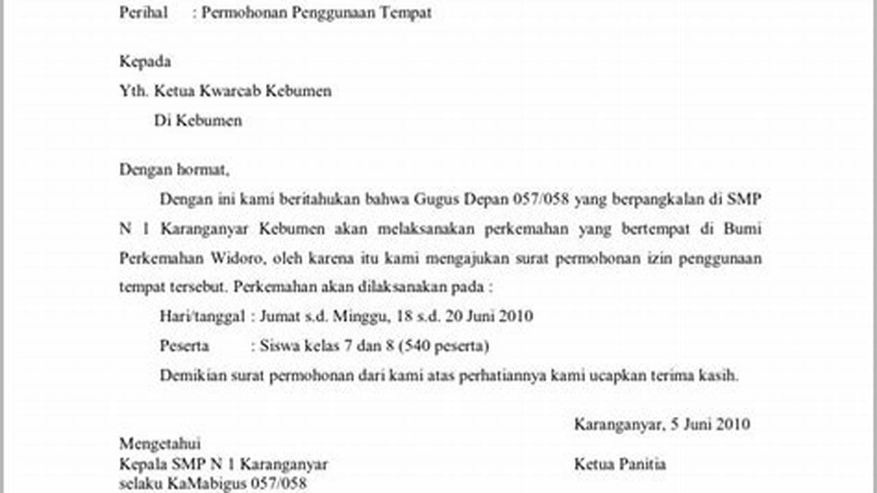 Penggunaan Sejak Lama, Contoh Surat