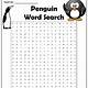 Penguin Word Search Free Printable
