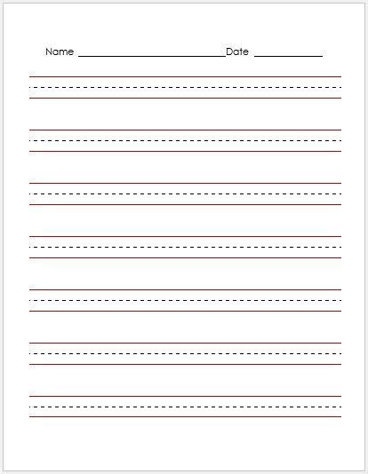 Penmanship Paper Template