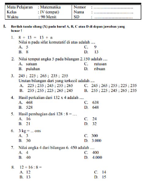 Pentingnya Kunci Jawaban Matematika Kelas 4 Semester 1