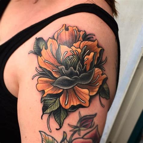 Peonies Flower Tattoo