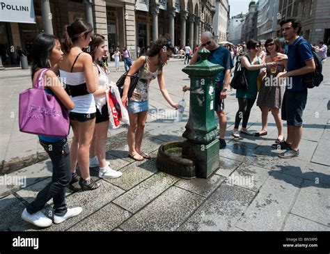 People queueing in summer