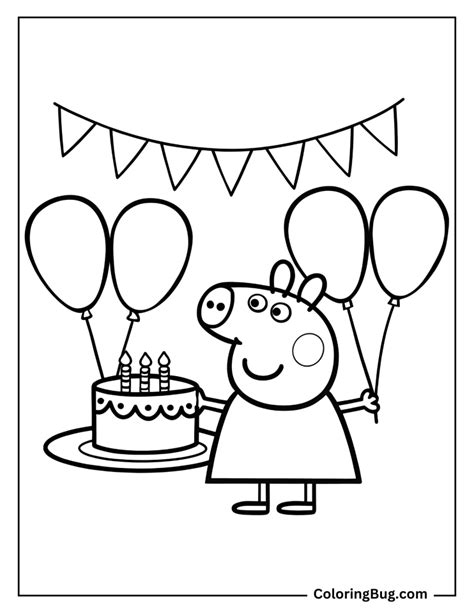 Peppa Pig Coloring Pages Birthday