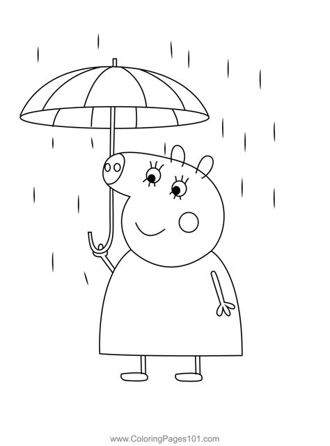 Peppa Pig Rainy Day Coloring Pages