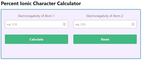 Calculate Percent Ionic Character Easily with our Online Ionic Character Calculator