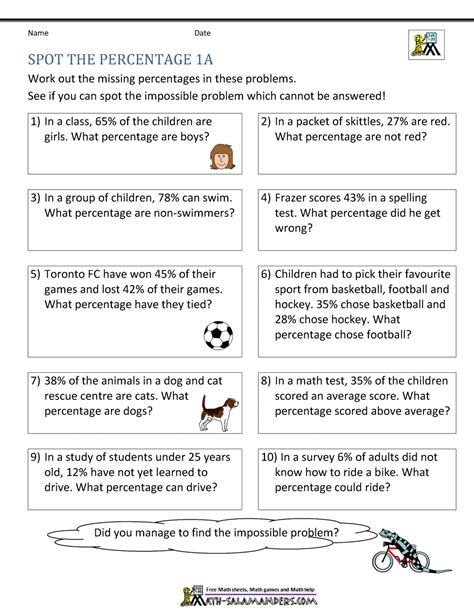 Percent Word Problems Worksheets