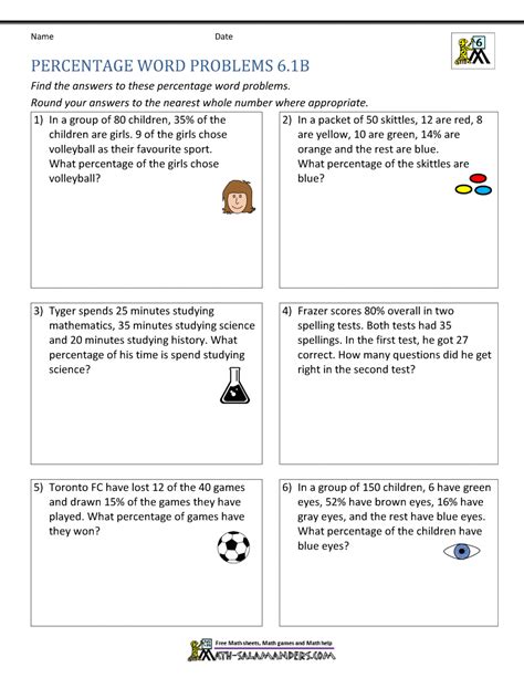 Percent Word Problems Worksheet Joshua Bank's English Worksheets