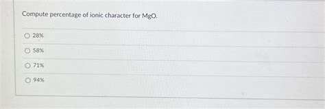 Percentage of Ionic Character in MgO