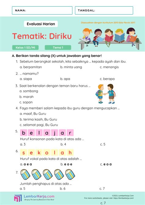 Perencanaan waktu belajar dalam Ulangan Tema 1 Kelas 6