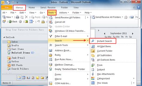 Perform an Instant Search in Outlook