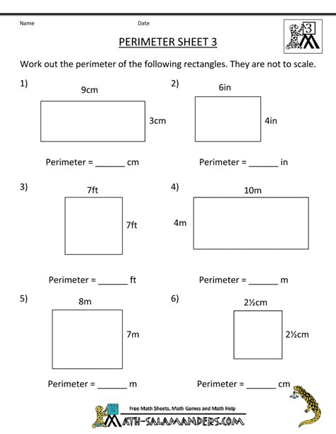 Perimeter And Area Worksheets 3rd Grade