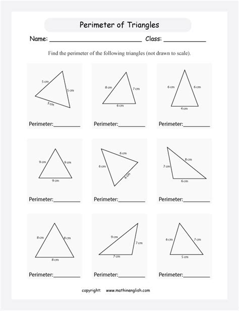 Perimeter Of Triangles Worksheet