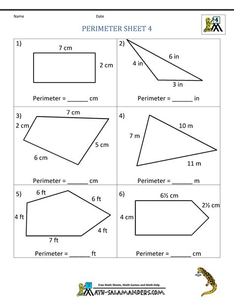 Perimeter Worksheets Grade 4