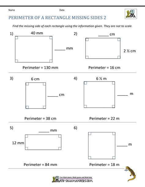 Perimeter Worksheets With Missing Sides