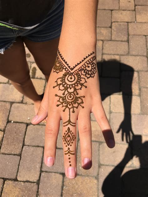 Permanent Henna Hand Tattoo