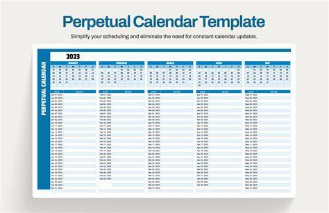 Perpetual Calendar Template Excel – Free Editable Template & Examples ...