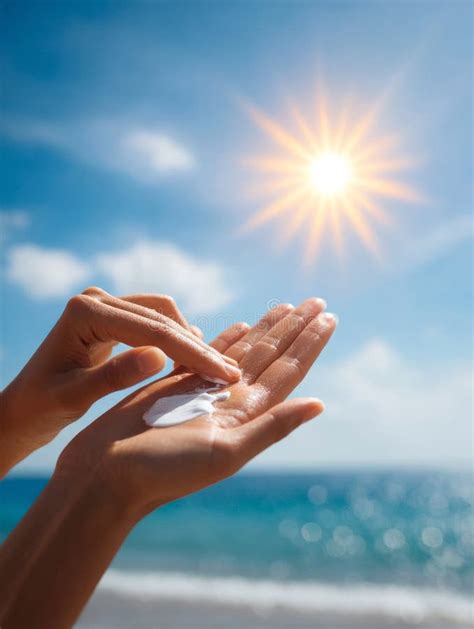 Person applying sunscreen on the beach