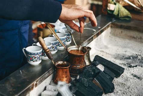 Person drinking Turkish coffee