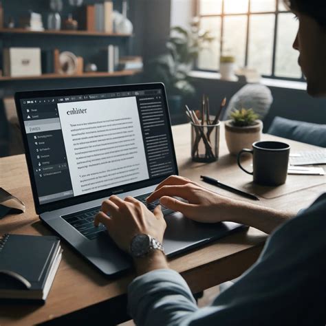 Person editing text using template