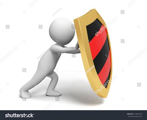 Person hiding behind a shield