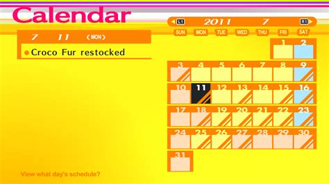 Persona 4 Golden Calendar