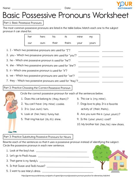 Introducing Personal And Possessive Pronouns Worksheets For Grade 4