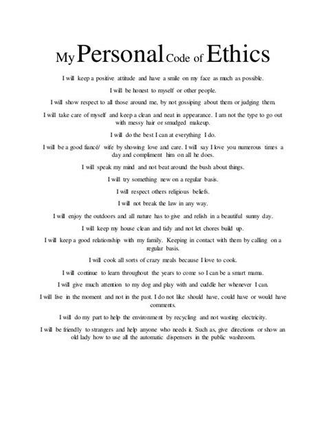 Personal Code Of Conduct Template