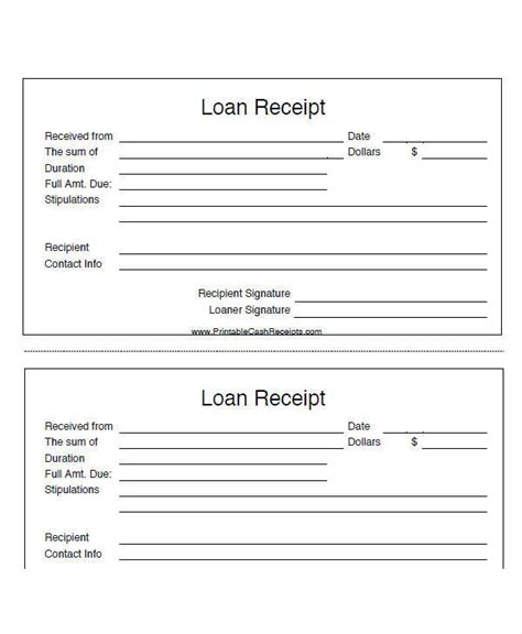 Personal Loan Receipt Template Triantafylloug Blog