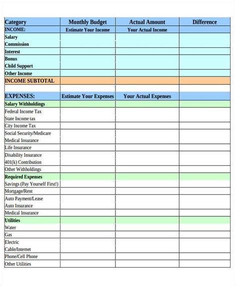 Personal Monthly Expense Report Template