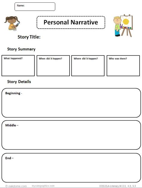 Personal Narrative Writing Template