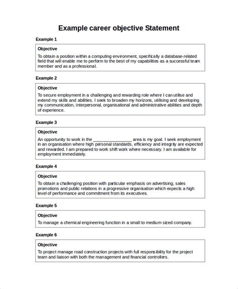 Personal Objectives Template