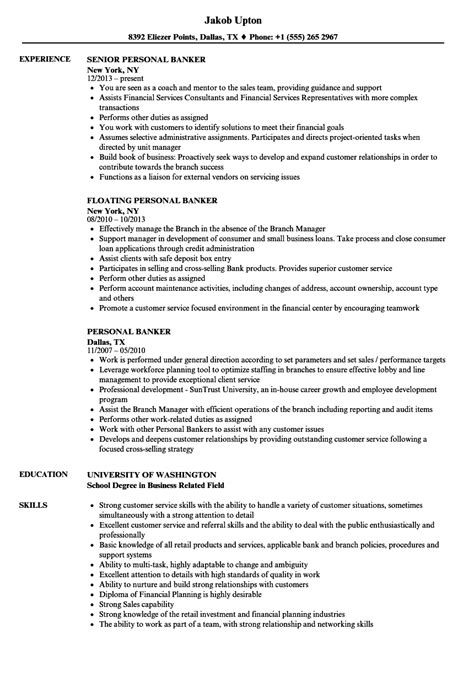 Personal Banker Resume Samples