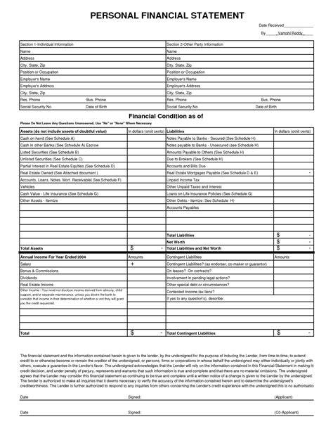 Personal Financial Statement Templates - 9+ Download Free Documents in