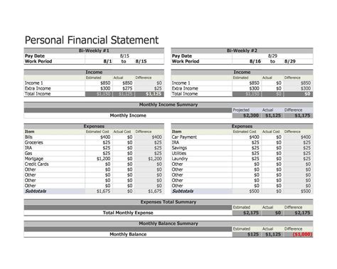 Personal Financial Template
