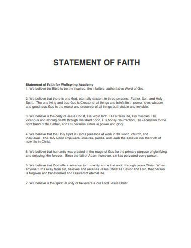 Personal Statement Of Faith Template