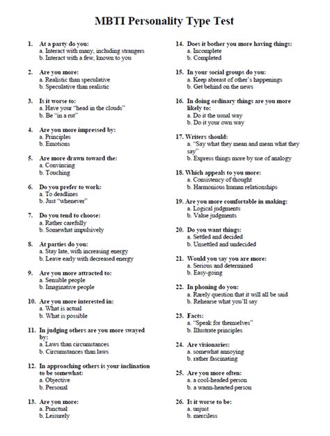 Personality Test 70 Questions Image