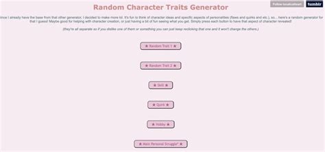 Personality Traits For Characters Generator