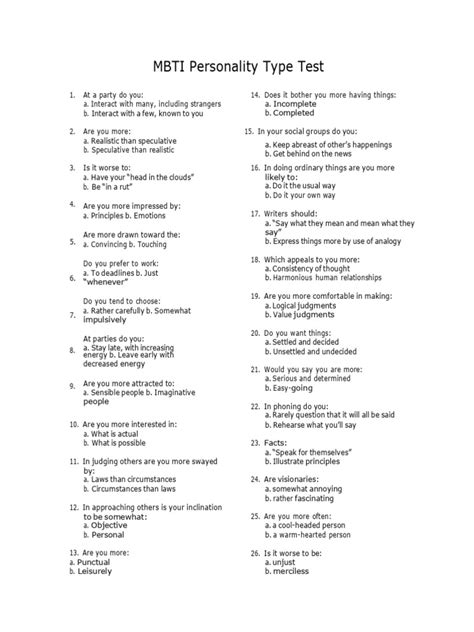 Personality Type Test Pdf