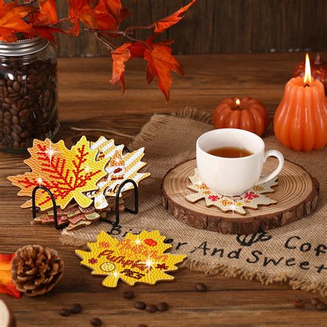 Personalized Coasters with Fall Leaves