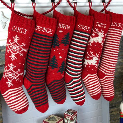 Personalized Snowflake Knit Christmas Stocking, Available in 11 Designs