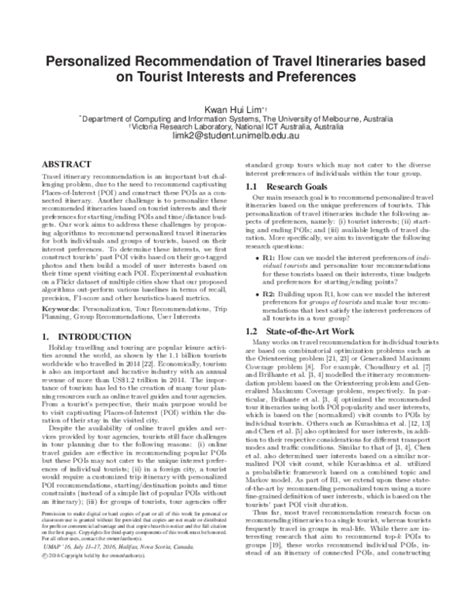 Personalized Travel Preferences