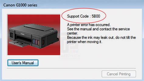 Pesan Error printer Canon MX366 setelah reset