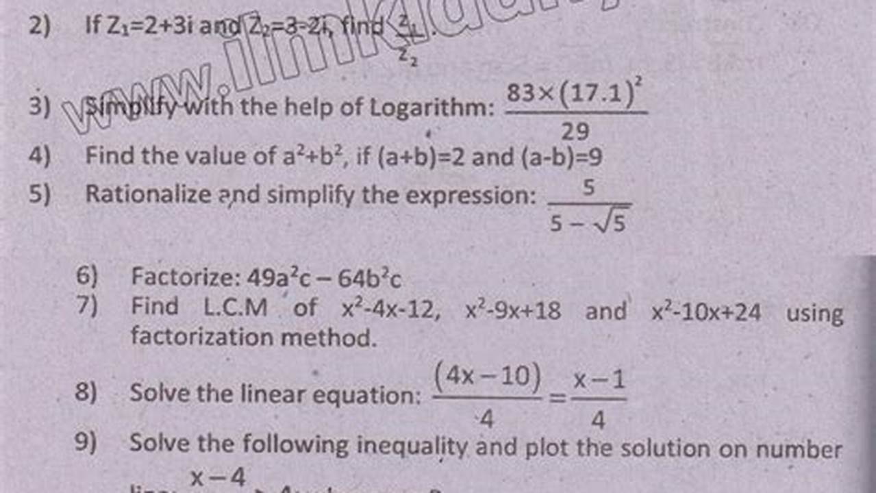Peshawar Board Class Nine Maths Notes