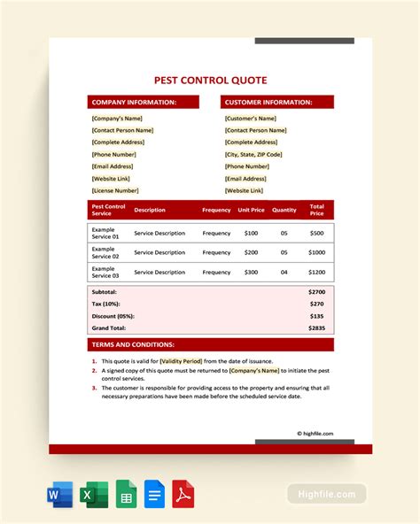 Pest Control Quote Template