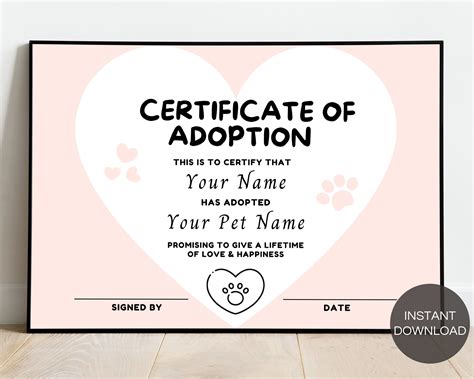 Pet Adoption Certificate Design Template in PSD, Word