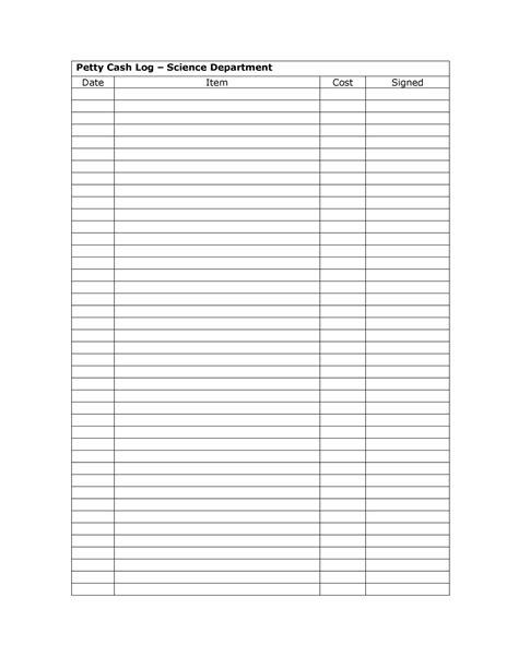 Petty Cash Log Template Free Download Printable Form, Templates and