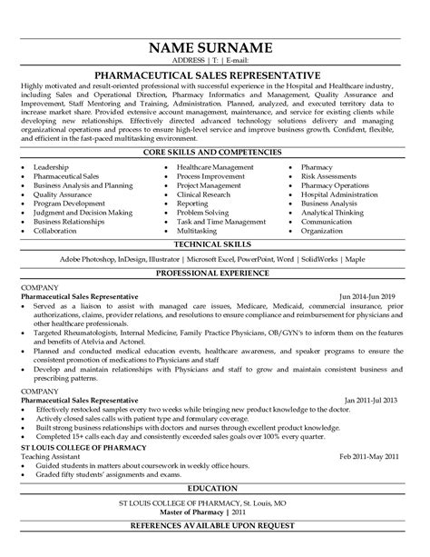 Pharmaceutical Sales Reps Resumes