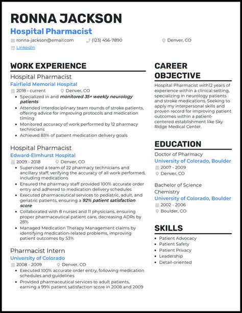 Pharmacist Resume Templates
