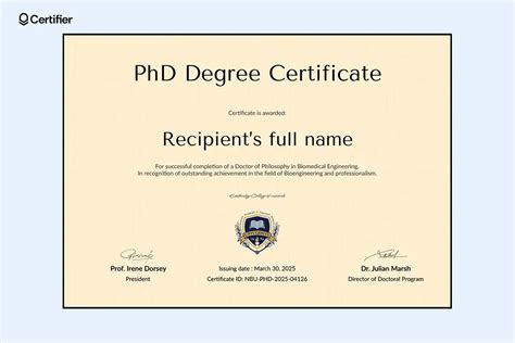 Phd Certificate Template