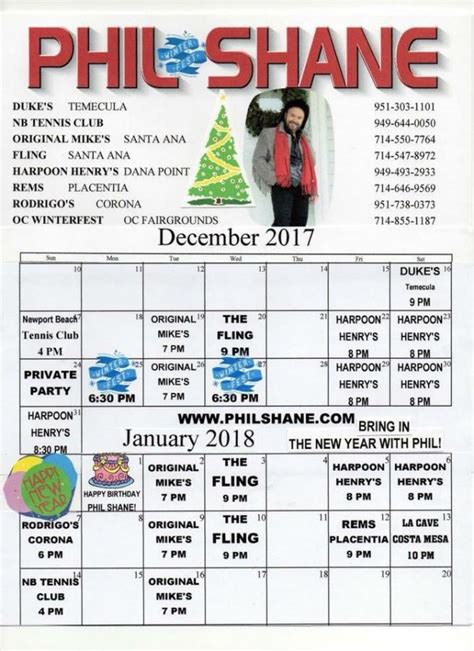 Phil Shane Calendar